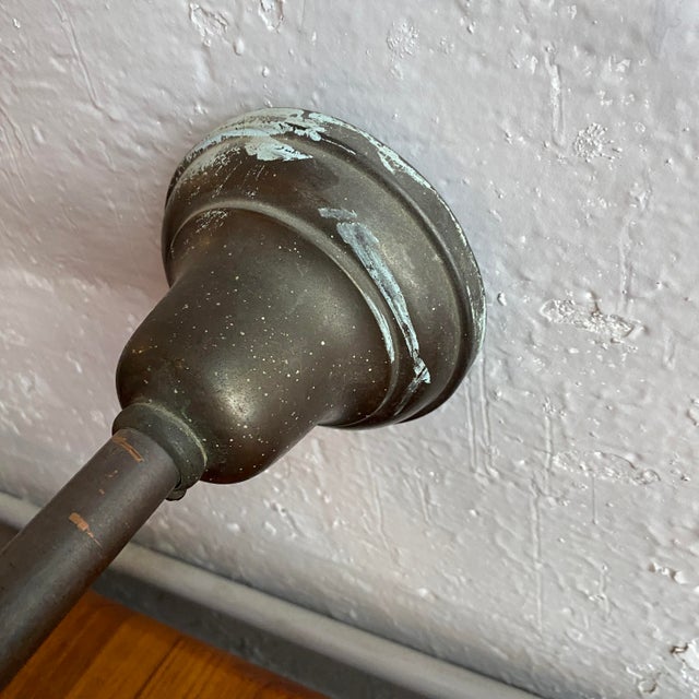 Antique Industrial Steel Wall Sconce With Holophane Glass Shade For Sale - Image 11 of 12