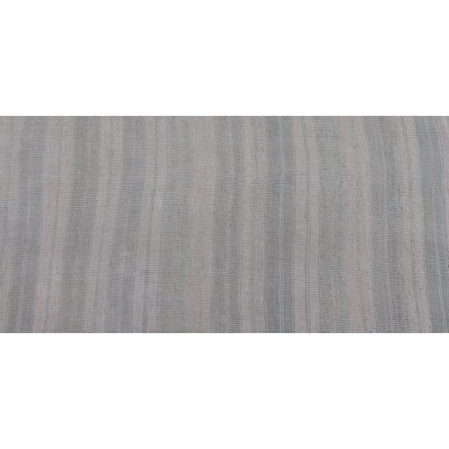 Traditional Vintage Turkish Kilim Runner in Soft Ivory, Pale Gray, and Misty Blue Tones For Sale - Image 3 of 11