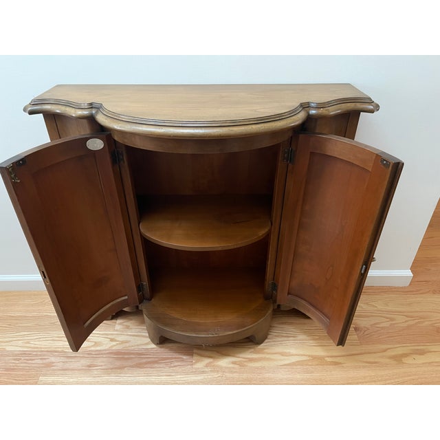 Baker Furniture Company Vintage Baker Furniture Walnut Wood Demilune Console or Bar Cabinet For Sale - Image 4 of 8