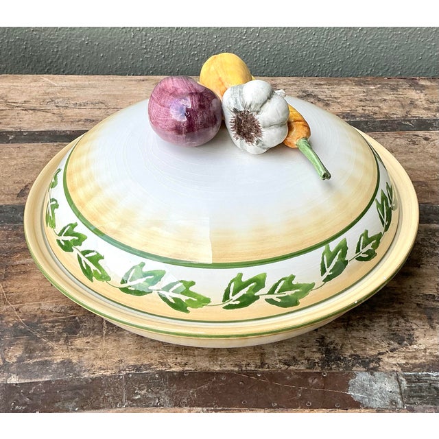 Vintage Italian Glazed Ceramic Vegetable Lidded Bowl For Sale - Image 10 of 12