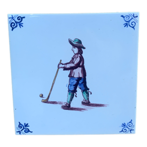 Vintage Dutch Delft Style Craftsmen Tile