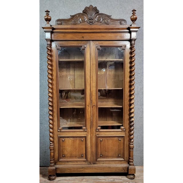 Louis XIII Style Bookcase in Walnut, 1850s For Sale - Image 5 of 5