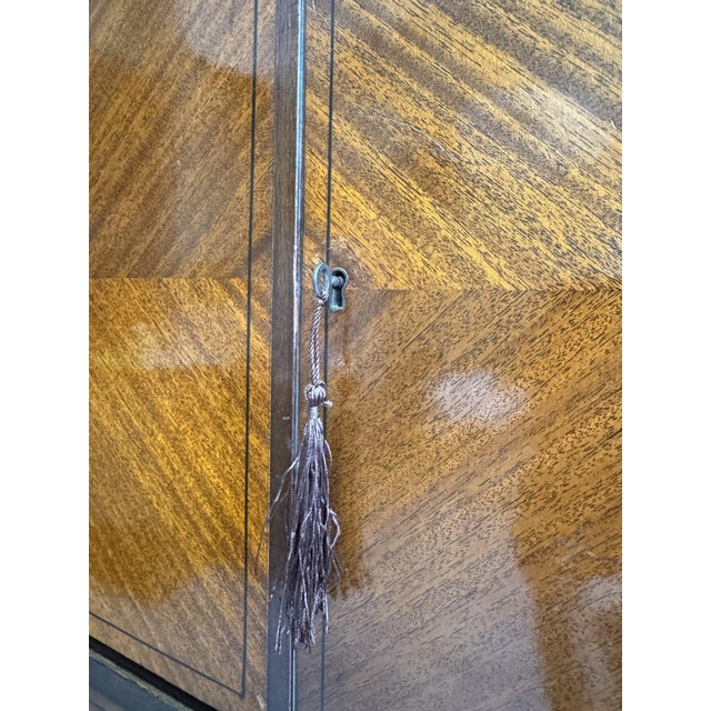 Antique Edwardian Wooden Linen Press Cabinet with Key, 1890s For Sale - Image 9 of 14