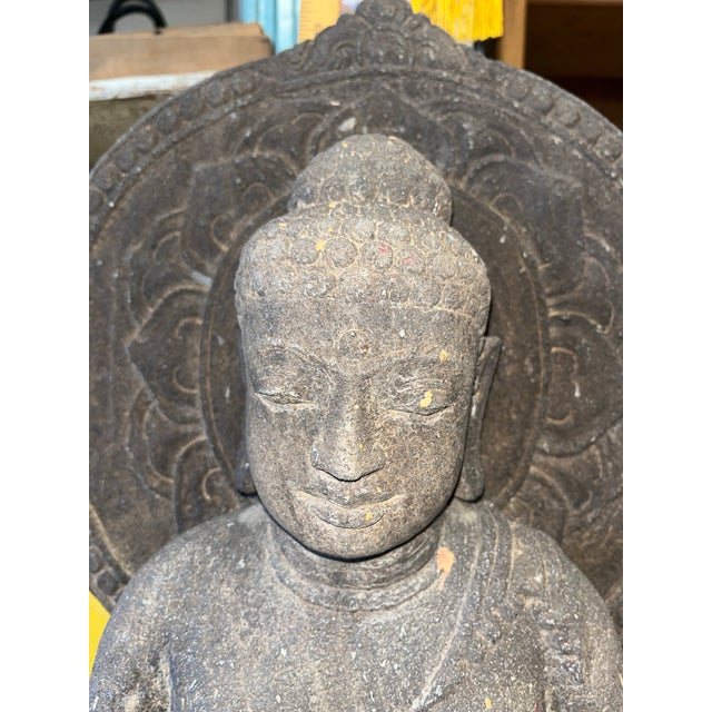 Gray Mid 20th Century Carved Stone Buddha For Sale - Image 8 of 12