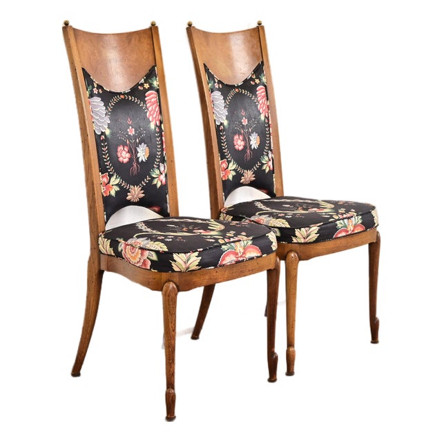 William Doezema for Mastercraft Mid-Century Modern Hollywood Regency Burl Wood Side Chairs or Dining Chairs, Pair For Sale