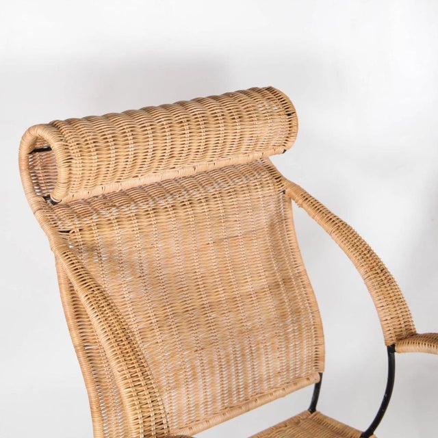 Beige Wicker and Blackened Iron Armchairs, 1990s, Set of 2 For Sale - Image 8 of 18