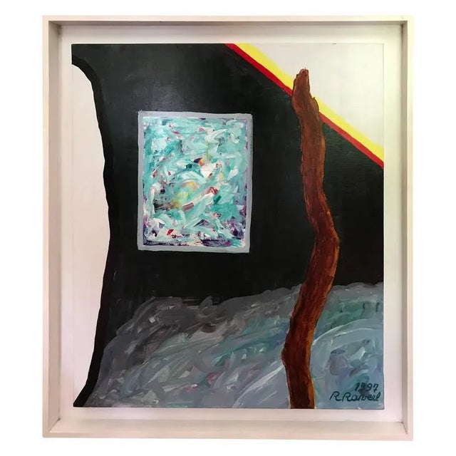 Roger Raveel, Blue Window, 1997, Oil on Canvas, Framed For Sale