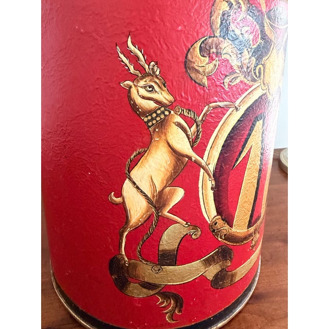 Metal Vintage English Tole Tea Canister Lamp For Sale - Image 7 of 11