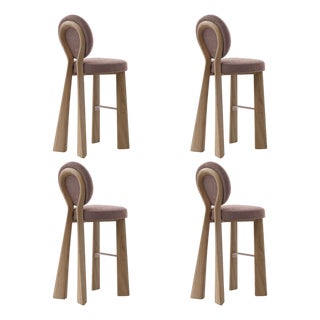 Mary II Bar Chairs in Wood by Ottiu, Set of 4 For Sale