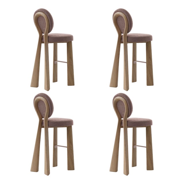 Mary II Bar Chairs in Wood by Ottiu, Set of 4 For Sale
