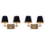 Metal Vintage Brass Metal Double Wall Lamps with Black Fabric Shades, Set of 2 For Sale - Image 7 of 7