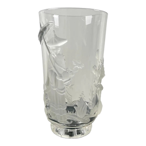 1930 Verlys French Art Glass “Mandarin” Vase Frosted & Clear Relief Design