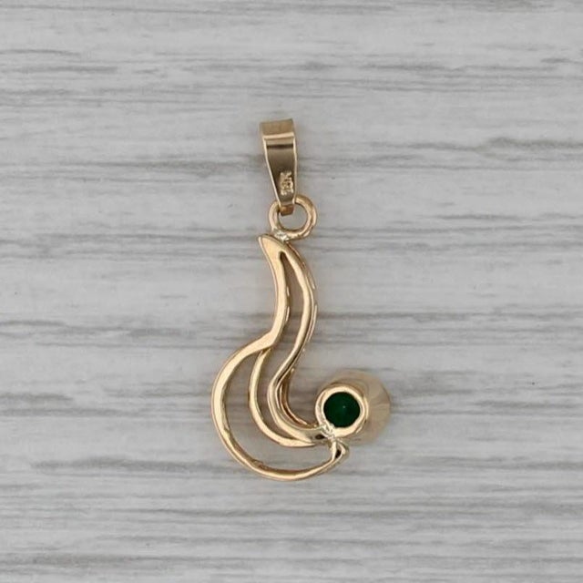 0.35ct Emerald Drop Pendant 18k Yellow Gold Round Solitaire For Sale - Image 4 of 5