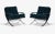 Elegant pair of newly upholstered in plush green velvet and flat steel chromed lounge chairs by Flair Furniture, inspired...