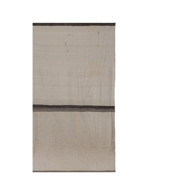 1960s White Vintage Modern Turkish Hemp Kilim Rug 11'6'' X 11'5'' For Sale - Image 5 of 10