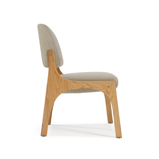 Contemporary Arches II Dining Chairs in Oak and Bouclé from Insidherland, Set of 10 For Sale - Image 3 of 5