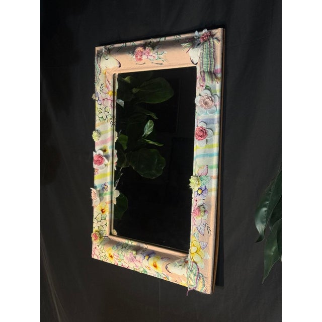 Contemporary Unicorn and Floral Fabric Wrapped Wall Mirror For Sale In Miami - Image 6 of 6