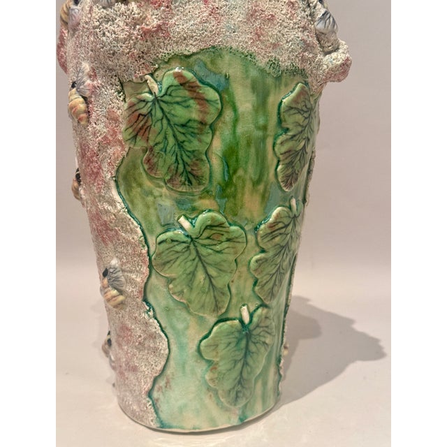 Vintage Mexican Majolica Vase Mercario Murguia Bees & Leaves For Sale - Image 10 of 13