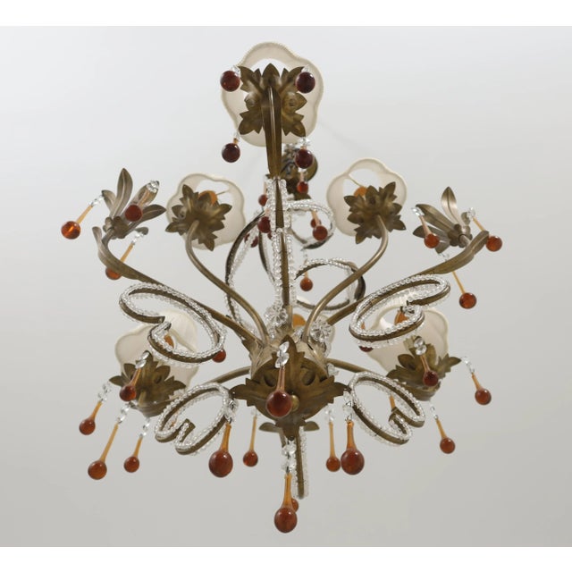 6 Light Chandelier W. Tear Drop Glass Prisms For Sale In Philadelphia - Image 6 of 11