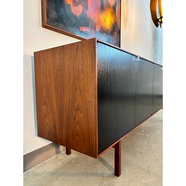 Black Mid 20th Century Florence Knoll Walnut Credenza W/ Ebonized Doors For Sale - Image 8 of 13