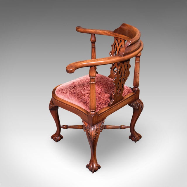 Traditional Antique Corner Armchair, English, Dressing Seat, Georgian Revival, Edwardian For Sale - Image 3 of 12