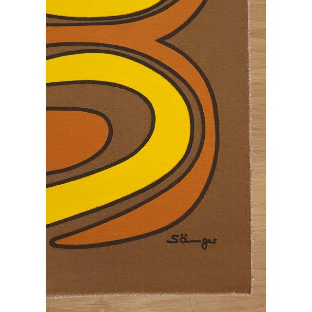 Mid-century screen-printed wall hanging. Signed by the german artist Traute Sänger Unused, very rare find in this...