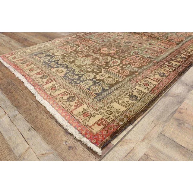 Brown Vintage Persian Azerbaijan Rug, 04’00 X 08’10 For Sale - Image 8 of 10