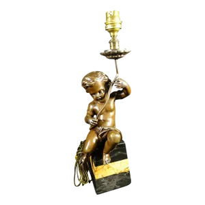 19th Century Large Antique French Louis XV Bronze Cherub Table Lamp