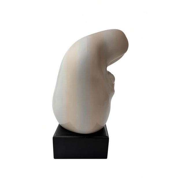 Mid 20th Century Edith Kolton Minimalist Glazed Ceramic Mother and Child Sculpture on Black Base For Sale - Image 4 of 11