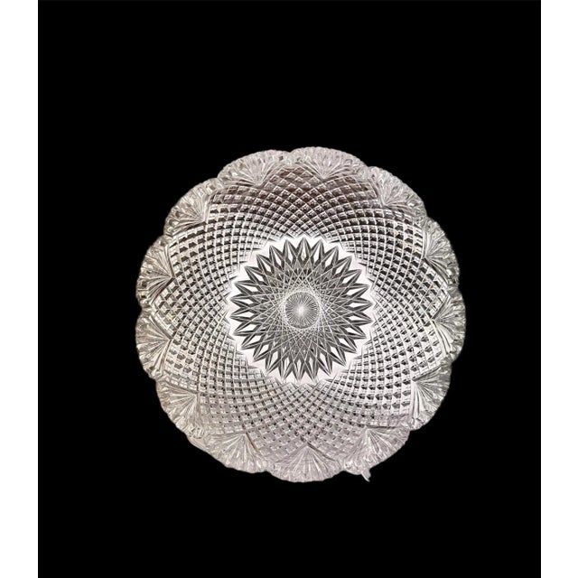 Early 20th Century Antique Crystal Serving Bowl American Brilliant Period Early 20th Century Strawberry Diamond Fan For Sale - Image 5 of 11
