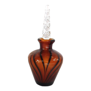 1970s Orange/Amber Perfume Bottle With Black Stripes