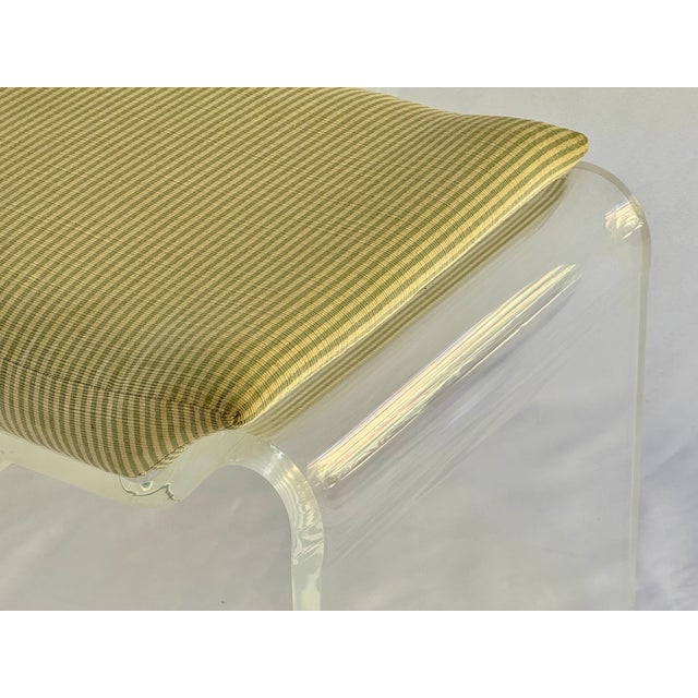Textile 1970’s Karl Springer Style Bent Lucite Stool For Sale - Image 7 of 12