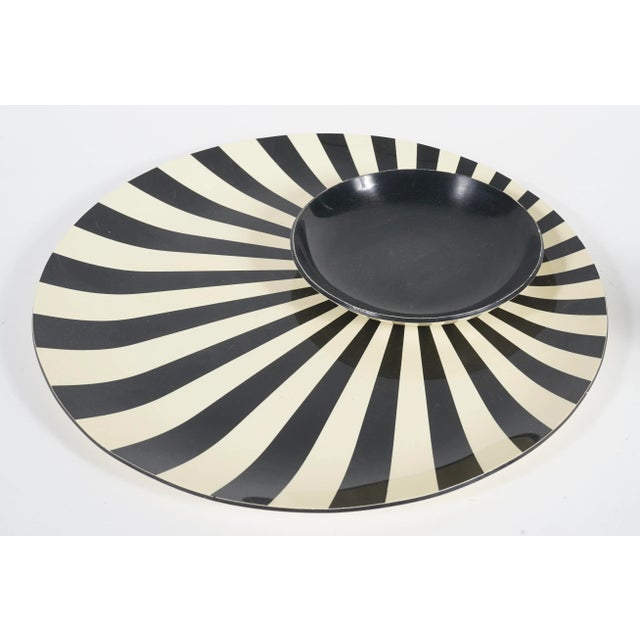 Mid-Century Modern Melamine Relish Tray and Cracker Tray , Black and White For Sale - Image 3 of 5