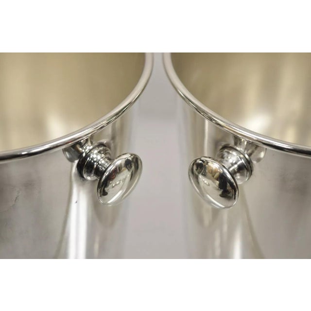 Mid-Century Modern Mid Century Modern Small Silver Plated Champagne Wine Chiller Bucket - a Pair For Sale - Image 3 of 9