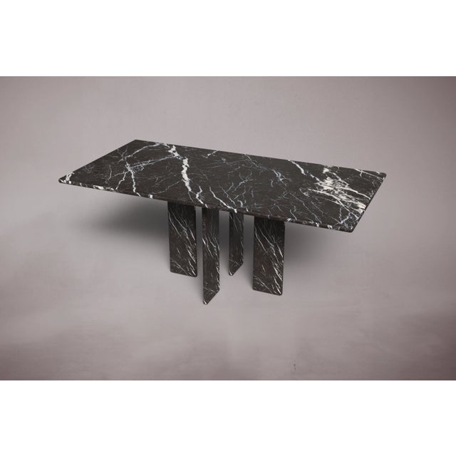 Modern Luna Rectangular Alexander Black Marble Dining Table 82.6" For Sale - Image 3 of 5