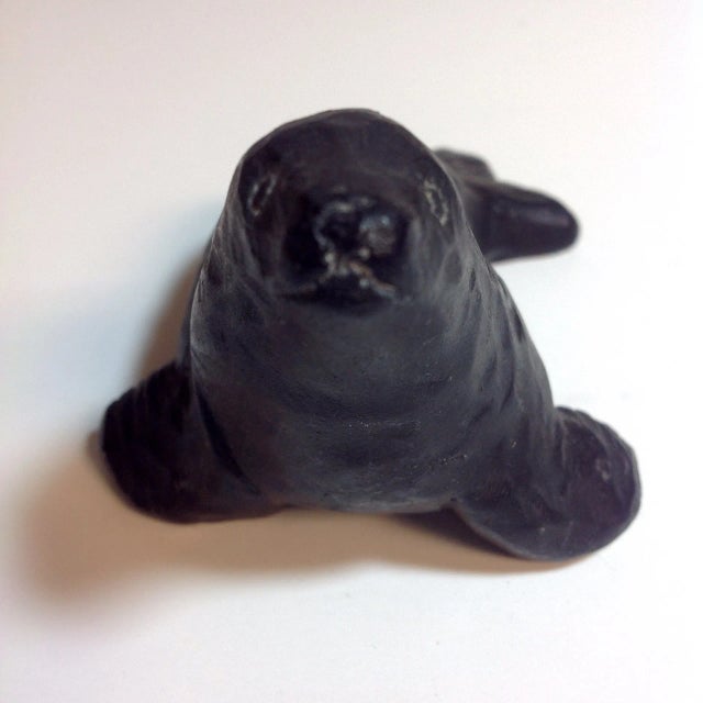 Alaskan Black Stone Seal Carving For Sale - Image 4 of 6
