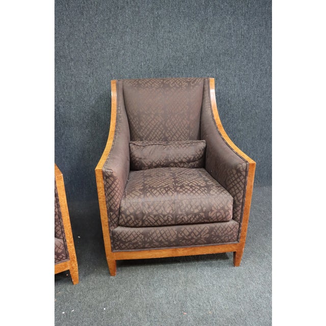 Art Deco Pair Art Deco Style Maple Upholstered Lounge Chairs For Sale - Image 3 of 11