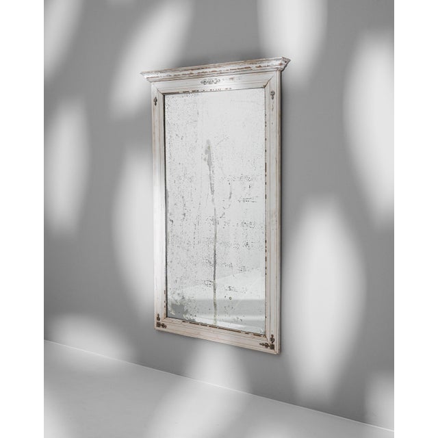 Wood 19th Century French Wood White Patinated Mirror For Sale - Image 7 of 18