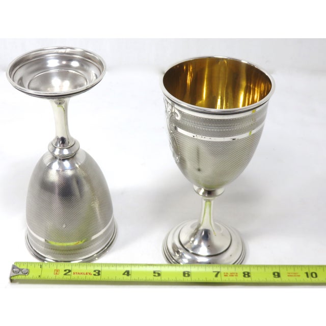 1850s American Coin Silver 'Edward and Mary' Wedding Set Goblets - a Pair For Sale - Image 11 of 13