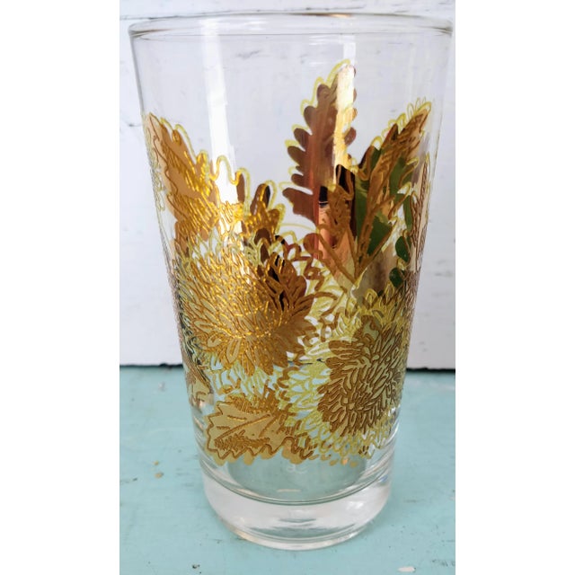 Vintage Libbey Glassware. Set of five gorgeous golds in floral chrysanthemum design. Dishwasher not recommended....