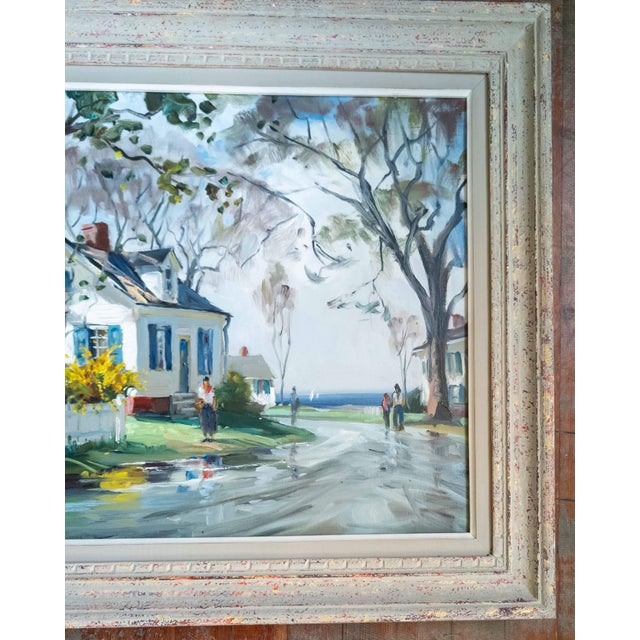 Mid-Century American Impressionist Painting of Rockford Mass by Paul Strisik n.A. For Sale - Image 4 of 14