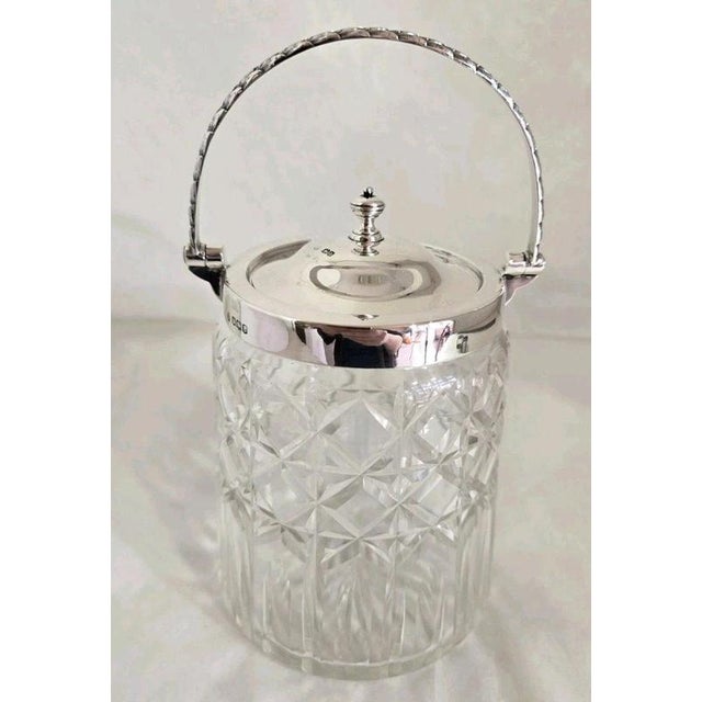 Antique George V Cut Glass Biscuit Barrel with Sterling Silver Mount, 1919 For Sale - Image 6 of 18