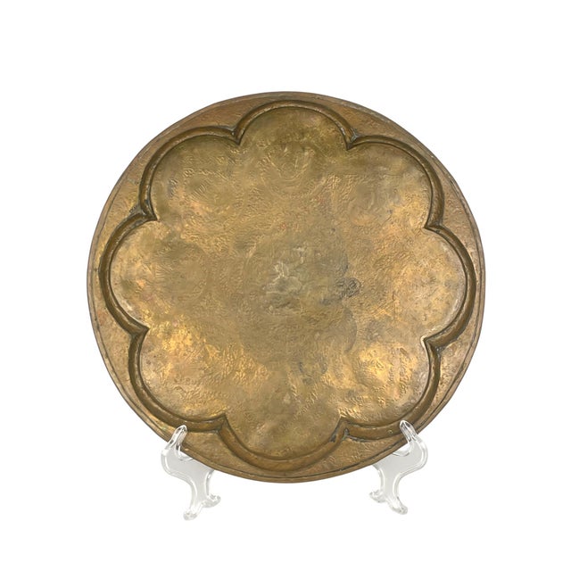 Brass A Middle Eastern Handmade Brass Tray For Sale - Image 8 of 8