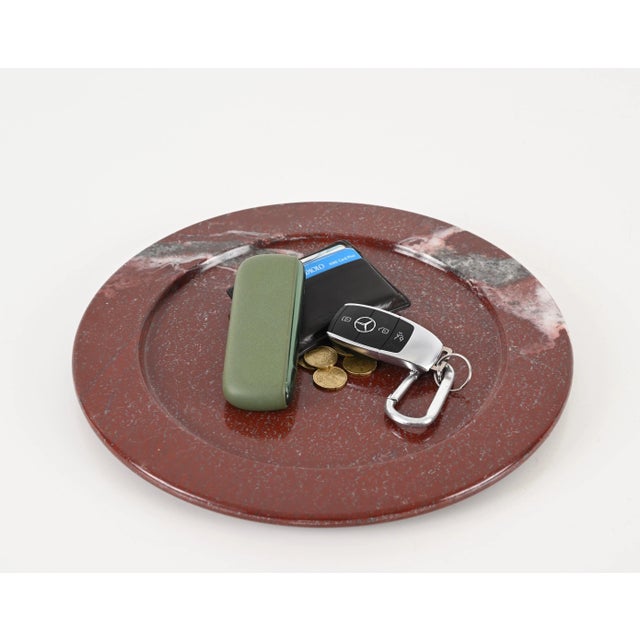 Mid-Century Porphyry Red Marble Decorative Plate, 1950s For Sale - Image 10 of 13