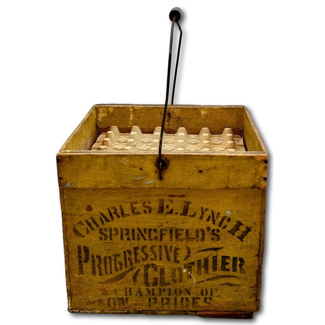 Wood Wonderfully Rustic & Unusual Antique Patent 1897 Americana Wood Egg Carrier Crate With Maker & Clothier Advertising For Sale - Image 7 of 18