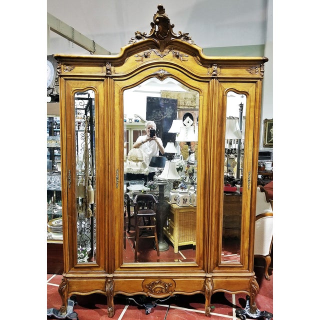 Antique French Armoire, 3 Door Louis XV Style For Sale - Image 13 of 13