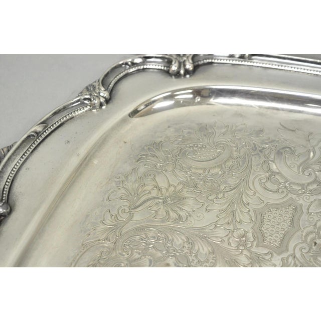 Vintage 1847 Rogers Bros "Remembrance" 9898 Silver Plated Serving Platter Tray For Sale In Philadelphia - Image 6 of 16