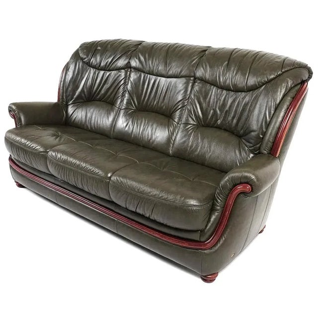 A fine Longlife leather (Valdalpone leather-see attached tag) Euro modernist sofa of Danish/German origin (lacking...