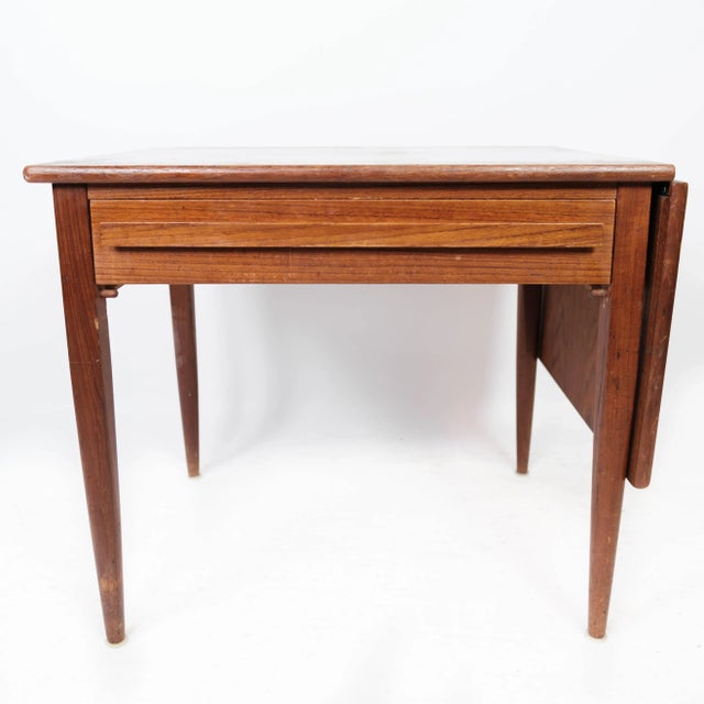 Danish Teak Side Table with Extensions from Silkeborg, 1960s For Sale - Image 3 of 15