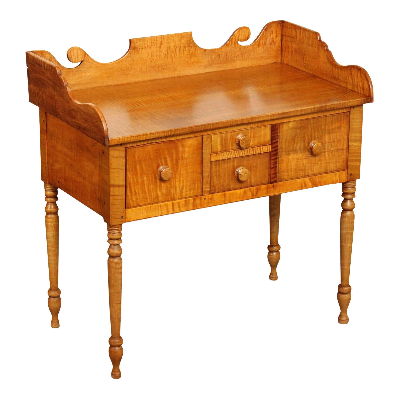 J. Courtney Custom Crafted Tiger Maple Sheraton Style Server | Chairish